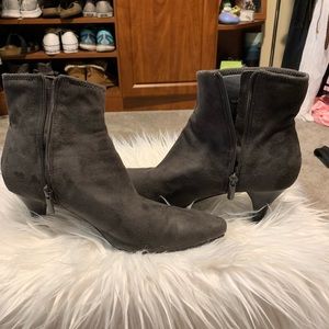 Gray faux suede bootie